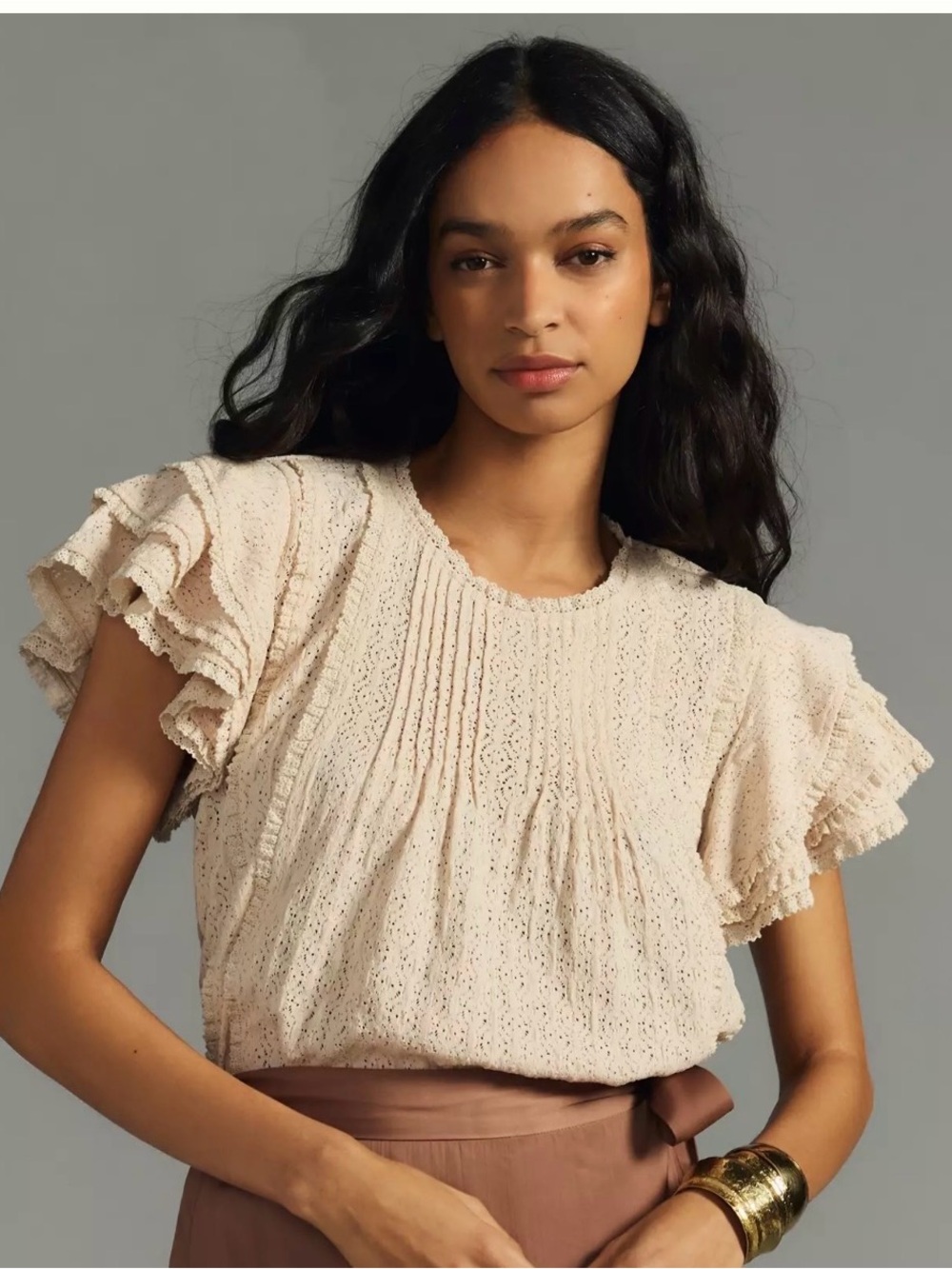 Anthropologie Pintuck Lace Blouse